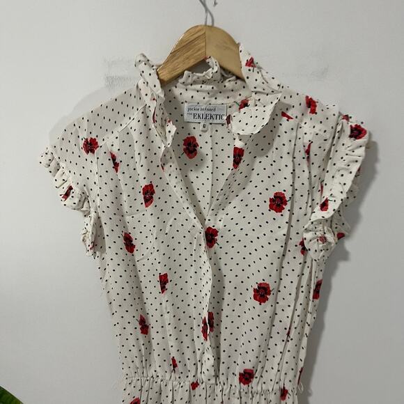 Jackie Bernard for Eklektic Vintage Floral Print Ruffle Dress Size 6 - Picture 4 of 6